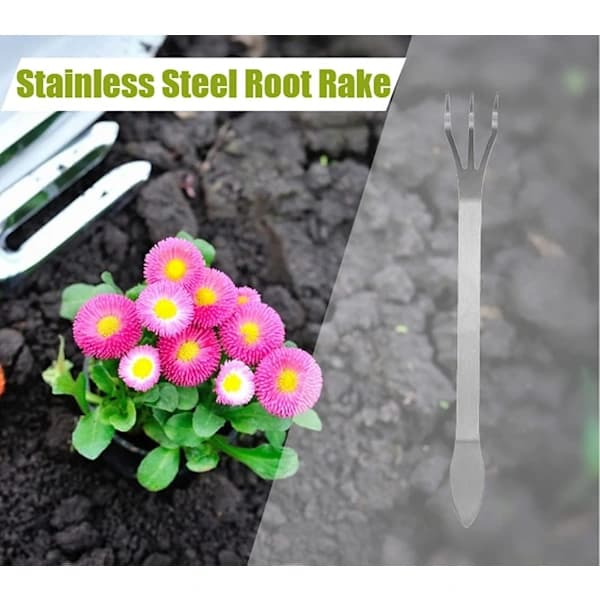 Bonsai værktøj 3-klo rustfrit stål rive sæt med ergonomisk håndtag, egnet til haveplanter