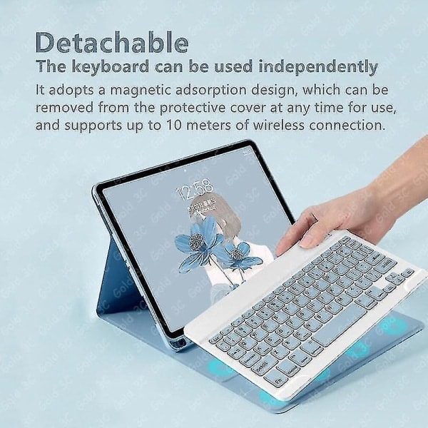 Tastaturdeksel for iPad 9. 8. 7. 10,2 tommer 2021 2020 2019 Blå
