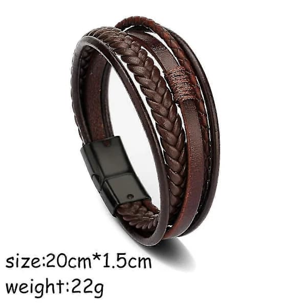 Trendiga Äkta Läderarmband för Män, Multilager Flätat Rep