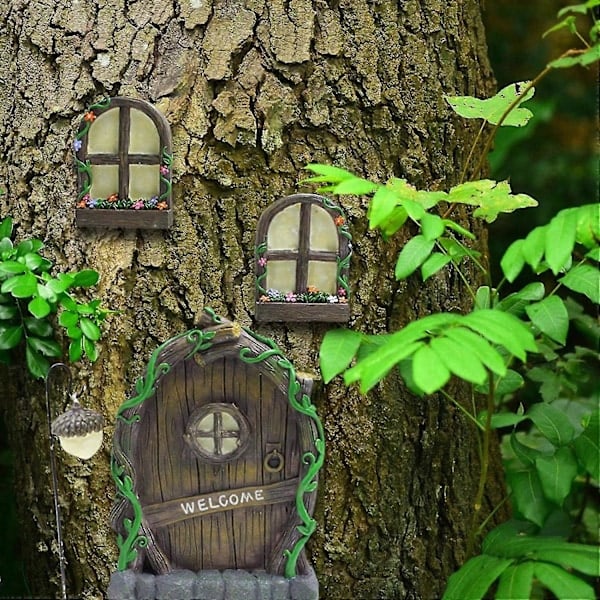 Fé-dörr Kit Fé och Fé Dörr Miniatyr Dekor Fé Träd Ornament