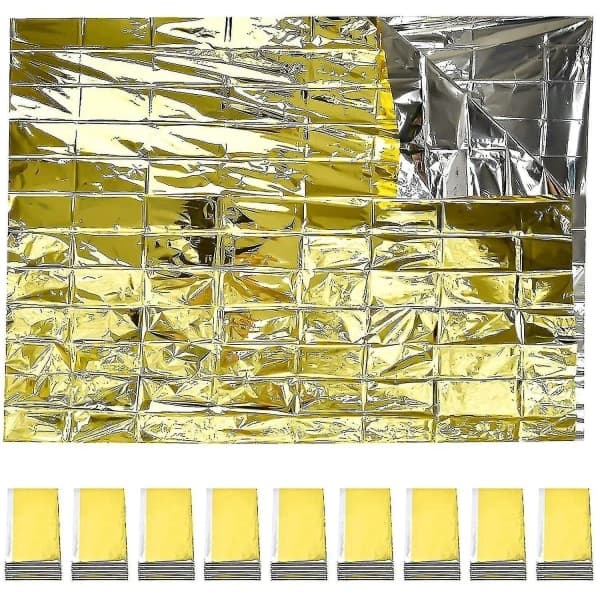 10 stk. Nødfilte Foldbar Guld 210x160cm Sølv + Guld-- null none