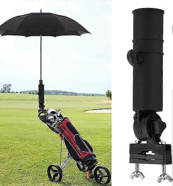 Golfparaplyholder - Universelt justerbart golfvogn paraplystativ - Sort