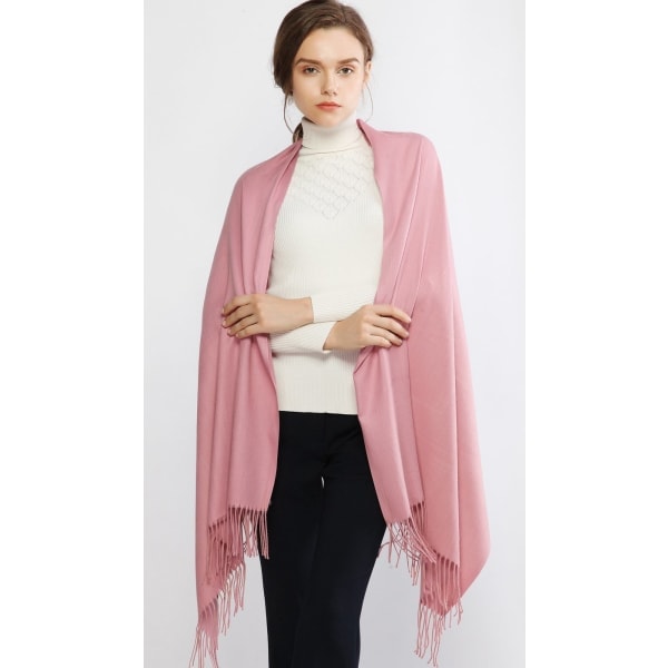 Damhalsdukar - Pashminasjalar och omslag för bröllopssjalar för kvinnor vinter (rosa)