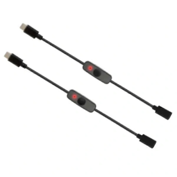 Strømafbryder USB Type C med Indikatorlampe Han til Hun USB-C Forlængerkabel Afbryder til 4B 2 P Sort