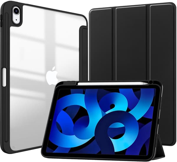 iPad Mini 6 Cover med Trefoldig Stand, Automatisk Vågn/Dvale, Magnetisk Lukning, PU Frontcover til Daglig Brug, Sort