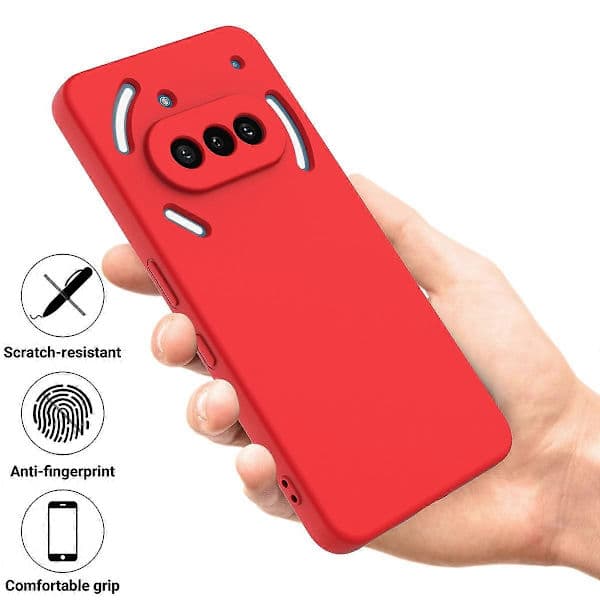Flytande silikonskal med handrem för Nothing Phone (3a) - Röd