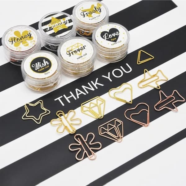 8 stk. Papirclips Binder Filclips GULD BLOMST BLOMST Guld Blomst-Blomst