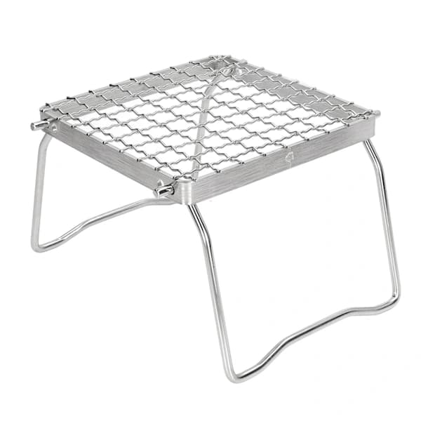 Bærbar Bålstedsgrill Sammenklappelig Rustfrit Stål Minigrillstativ til Camping Picnic Udendørs Madlavning Sølv
