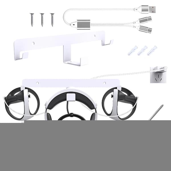 VR Väggfäste för PS VR2 Headset Förvaringsställ med Laddningskabel och Skruvar