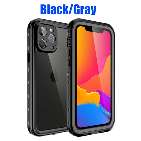 IP68 Vedenkestävä iPhone 15 14 13 12 11 Pro Max XS Max XR 7 8 Kotelo RedPepper Kirkas Kanne Sukellus vedenalainen Uinti Ulkoilma Urheilu Musta Black i-Phone 14 Pro