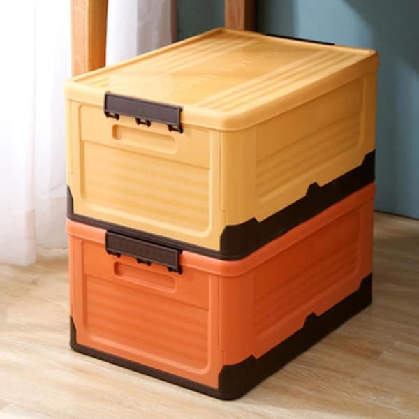 Folding Storage Box Clothes Storage Box Toys Books Plastic Yellow