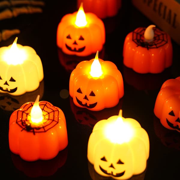 2 stk. gresskarlykt, Halloween LED elektronisk gresskarlykt