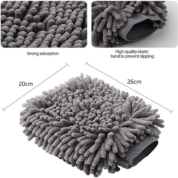 Mikrofiber Chenille Vaskehandske Ultra Absorberende Dobbeltsidet Bilvaskehandske 3 Stykker