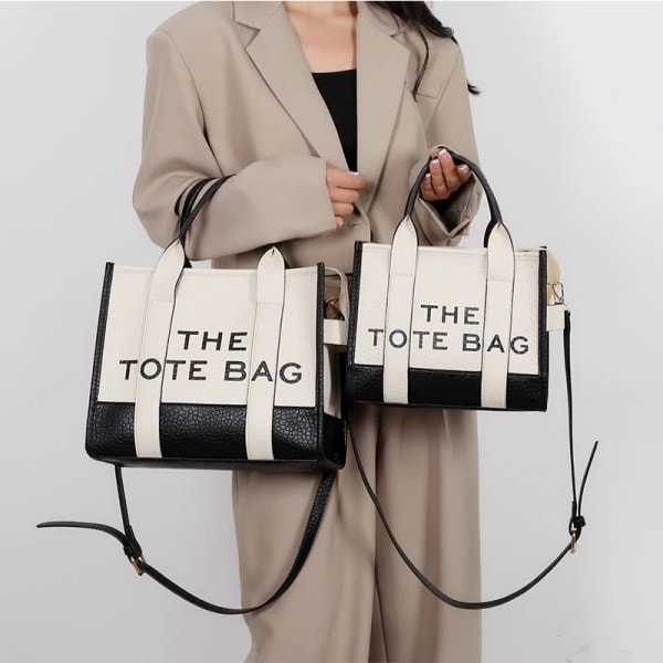 2024 Ny Dame Canvas Taske, Trendy PU Læder Håndtaske, Top Håndtag Taske, Casual Crossbody Taske GRÅ (20cm<Max Længde<30cm)