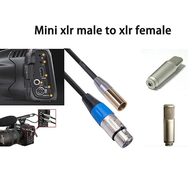 [CA] Rexlis 1ft Mini XLR Han til XLR Hun Adapterkabel, 3-polet Mini XLR til XLR Videokabel, til BMPCC