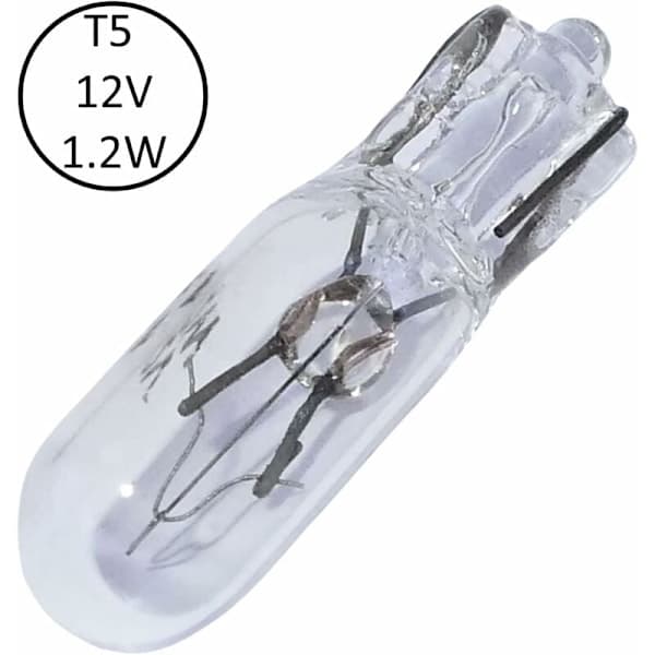 10-pack T5 12V 1.2W instrumentbrädelampor