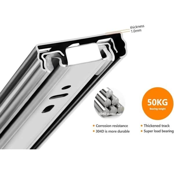 Kuglelejeskuffer sæt med 2 300 mm soft close i 304 rustfrit stål flere farver