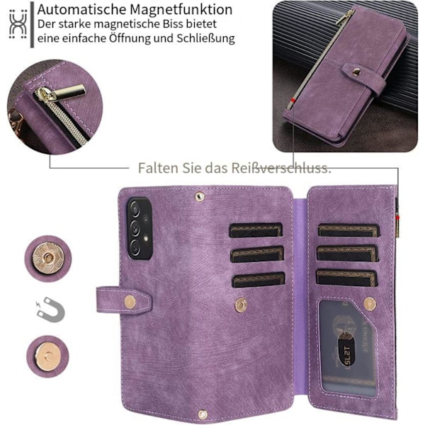 Fodral till Samsung Galaxy A53 5G, 9 kortfack retro läderplånboksfodral