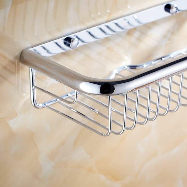 Brass Shower Caddy with Concealed Mounting Screws Rustproof Bathroom Shelf Wall Shelves Kitchen Storage Basket Holder Chrome