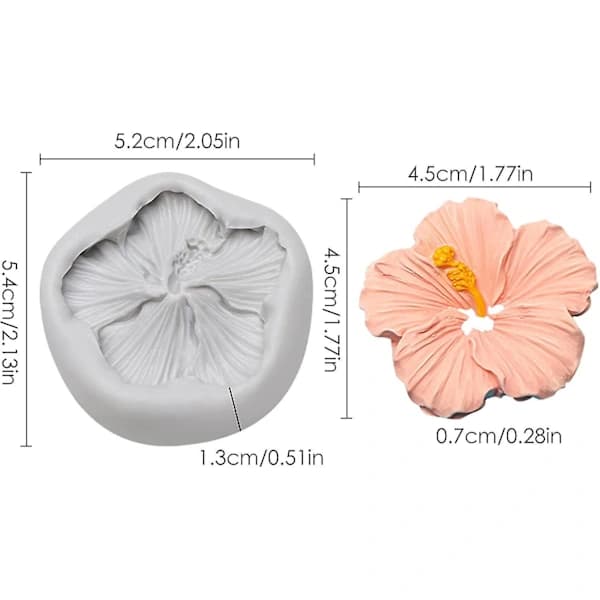 Vitt Handgjort Harts Silikon Hibiskus Blomma Form Set - 4 st