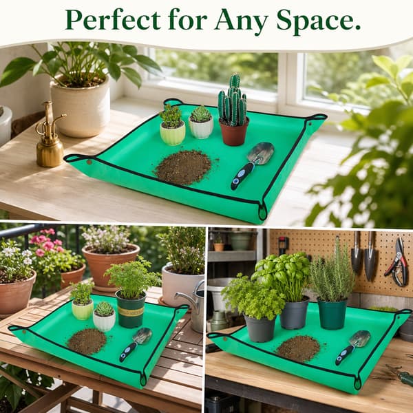 2-pack 31\"x31\" vattentäta omplanteringsmattor, vikbar PE-omplanteringsdyna för inomhusväxter 80cm*80cm - Black and green