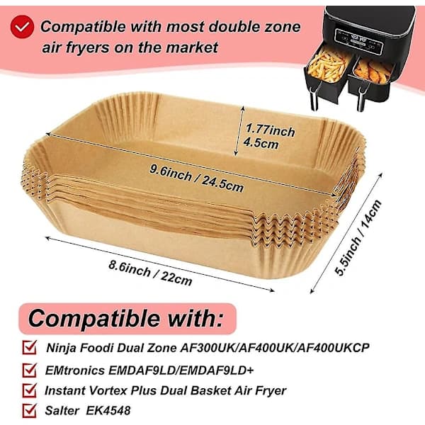 Air Fryer-papir for Ninja Dual 100 stk
