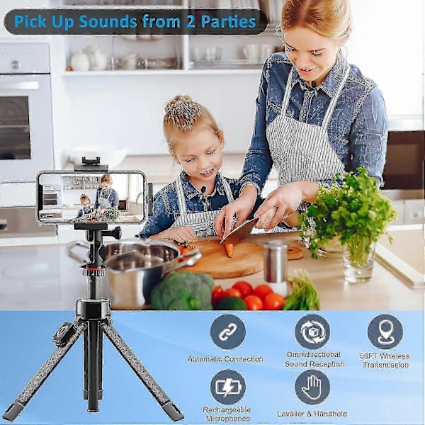 2024 Professionell Trådlös Lavaliermikrofon 2-pack Brusreducerande Kristallklart Inspelning Med Usb-c För Iphone 15 Pro Max, Ipad, Android, Live St