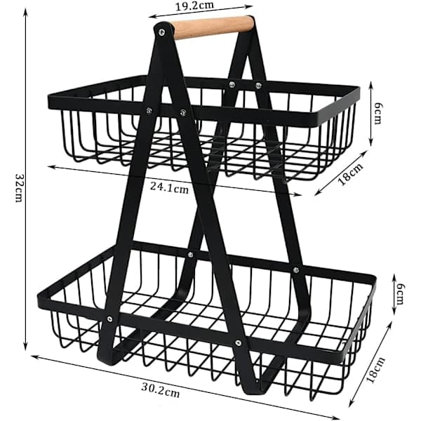 2-Tier Fruit Basket, Fruit Bowl Stand, Bread Basket, Vegetable Stand, Detachable Fruit Stand for Fruit, Vegetables, Home, Kitchen