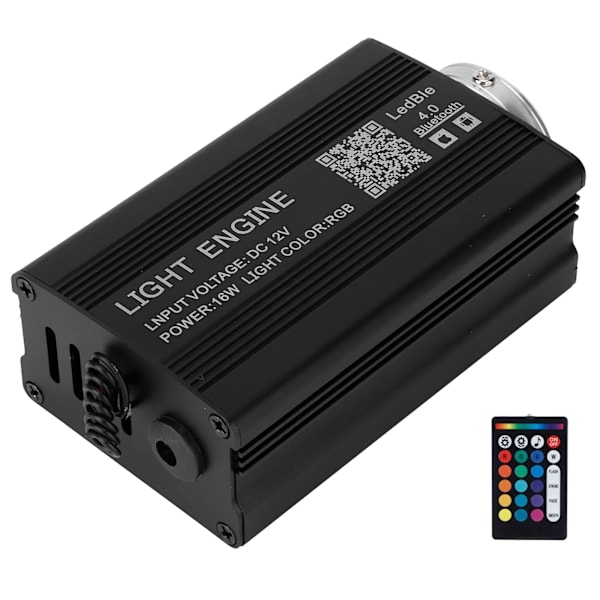 16W Fiberoptisk Lampe RGBW Fjernbetjening Belysning til Bluetooth APP Kontrol 0,75mm x 2m KTV Bar Dekor US Stik 100‑240V