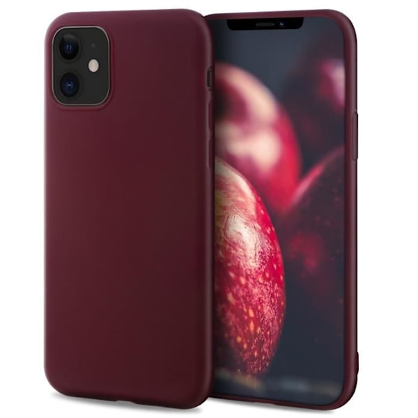 Moozy Minimalist Series Silikonfodral för iPhone 11, vinröd - matt finish, mjukt tunt skal