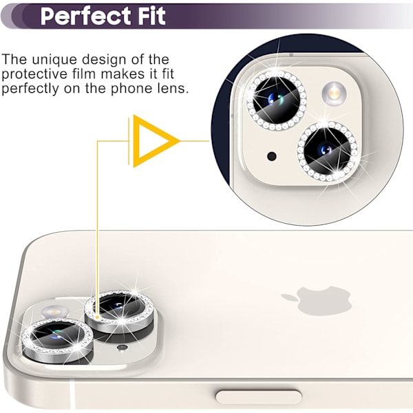 iPhone 14/14 Plus:n takakameran suojakotelo (hopea-timantti)