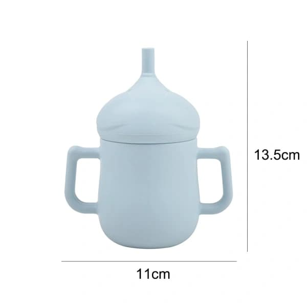 Silikonpipmugg med mjuk pip, spillsäkert lock och halkfritt grepp