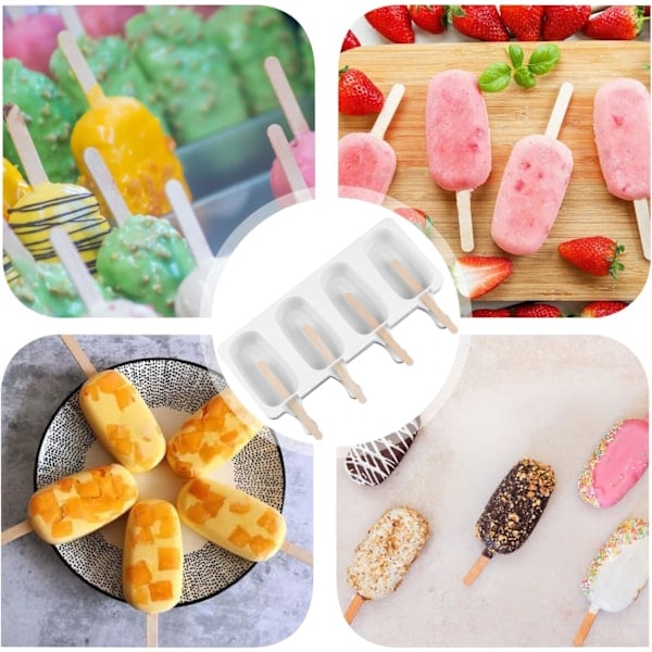 Cake Pop -silikonimuotit uuniin ja pakastimeen, helposti irrotettavat suuret jäätelömuotit 50 puutikulla DIY-silikonimuotteihin, jääkaappikestävät Multi
