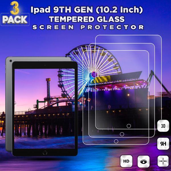 3-pack Apple iPad 9:e generationen (10,2 tum) - Härdat glas 9H - Superkvalitet skärmskydd