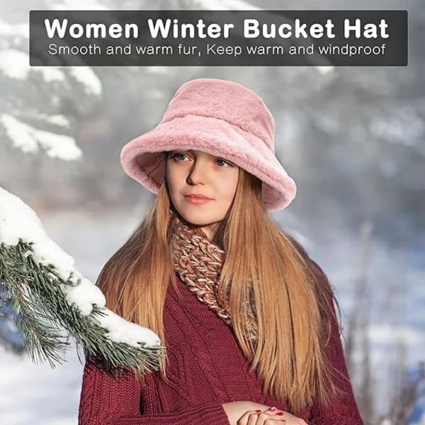 Mjuk och varm bucket-hatt för damer, vinter