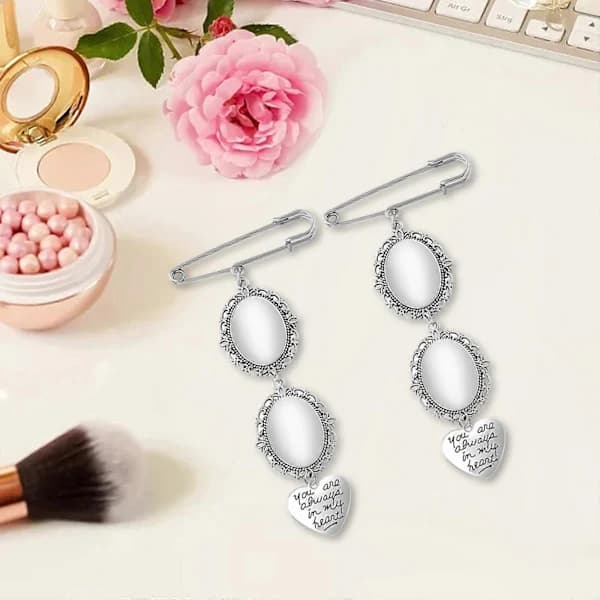 2x Brudebuket Charms Bryllupsbuket Foto Charms til Ven Brudgom Brud
