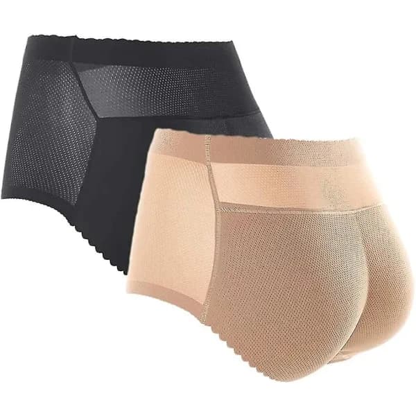 2-pak sømløse dame trusser med numseløft og polstring Shapewear L talje