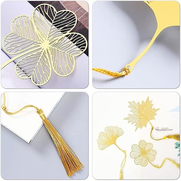 3 st Metallbokmärken 3D Metallblad Bokmärken