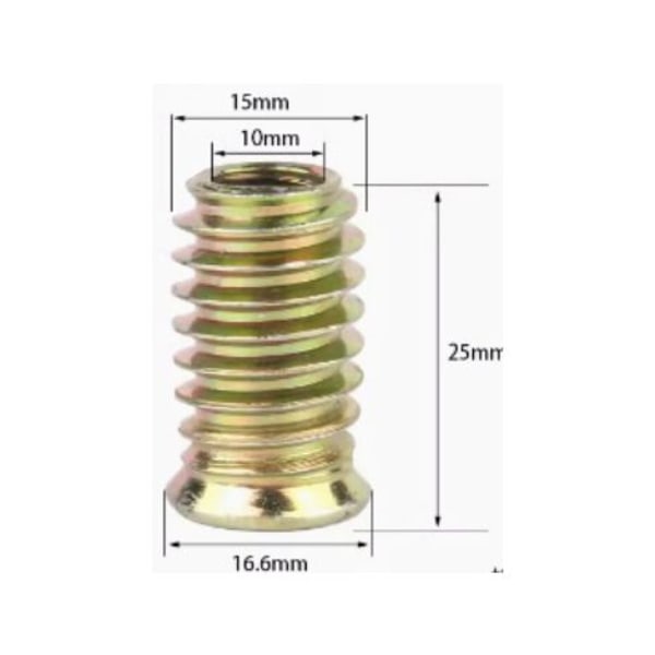 Pakke med 20 stk. M10 sekskantmutter med gjenger, Innsettingsmuttere Sortiment (M1025mm).ca