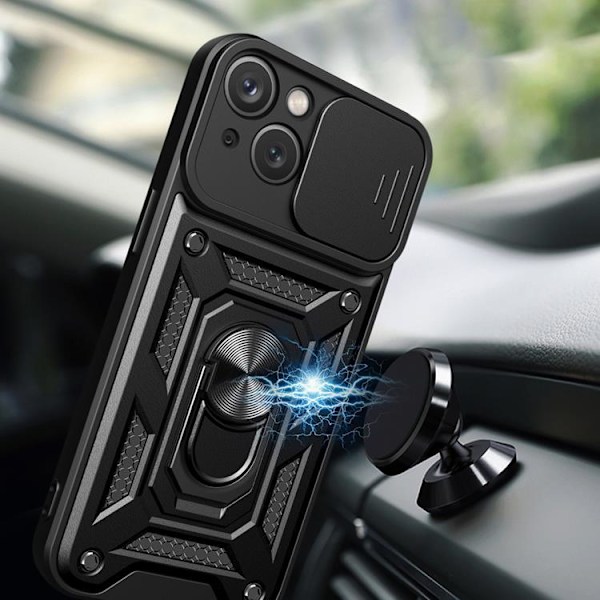 iPhone 15 Mobilskall Camshield Hybrid Armor - Svart 50
