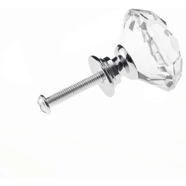 Diamantformede glasknopper Transparent/Sølv 8 stk