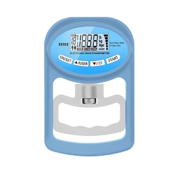 CASA Gripstyrketester 120 kg Digital Hånddynamometer Gripstyrkemåler USB LCD-skærm, Blå
