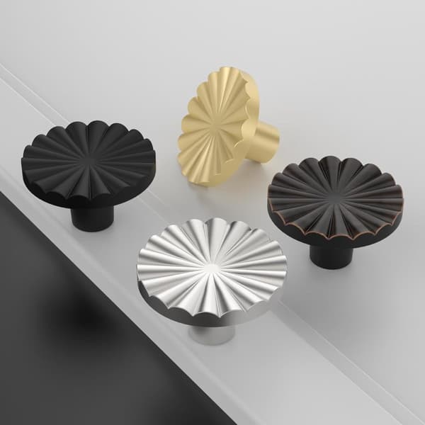Skåpsknoppar, Solid ABS Solrosdesign, Enkelhål, Set om 10 för Köksluckor, Lådor och Möbler, 38 mm, Svart