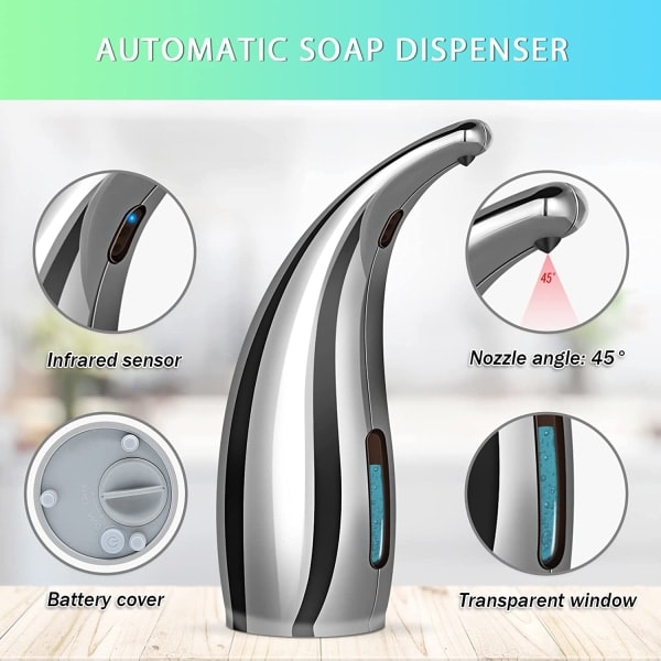 Automatisk sæbedispenser, elektrisk sæbedispenser med sensor, IPX6 vandtæt Cyan（ca） Cyan