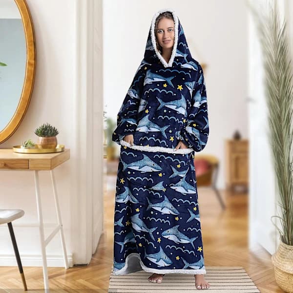 Iso Sherpa-huppari taskulla - Valkoinen