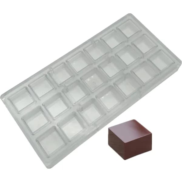 Firkantet Chokoladeform i Polykarbonat til DIY Chokoladeproduktion, 21 Huller, Slik- og Isterningeforme