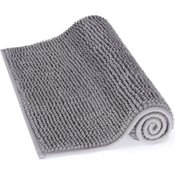 Halkfri badrumsmatta 50 x 80 cm mikrofiber grå