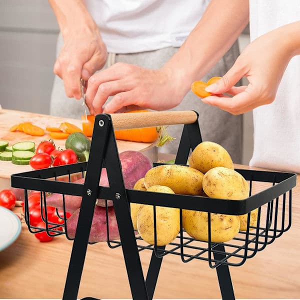 2-Tier Fruit Basket, Fruit Bowl Stand, Bread Basket, Vegetable Stand, Detachable Fruit Stand for Fruit, Vegetables, Home, Kitchen