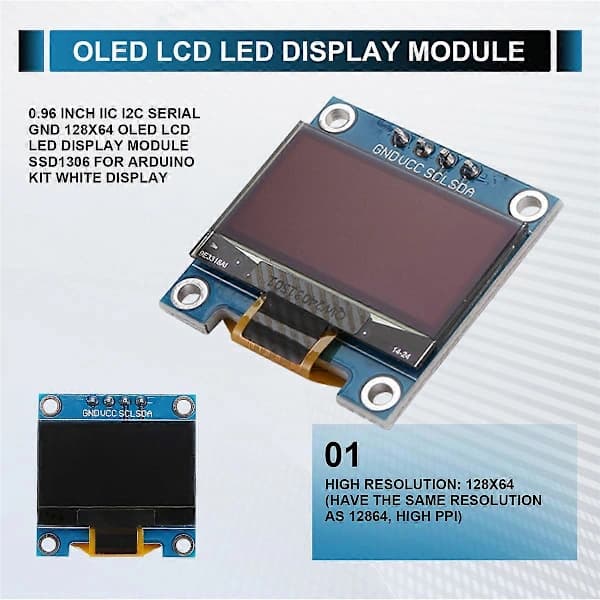 0,96 tommer IIC I2C Seriell GND 128X64 OLED LCD LED Display Modul SSD1306 for Arduino Kit