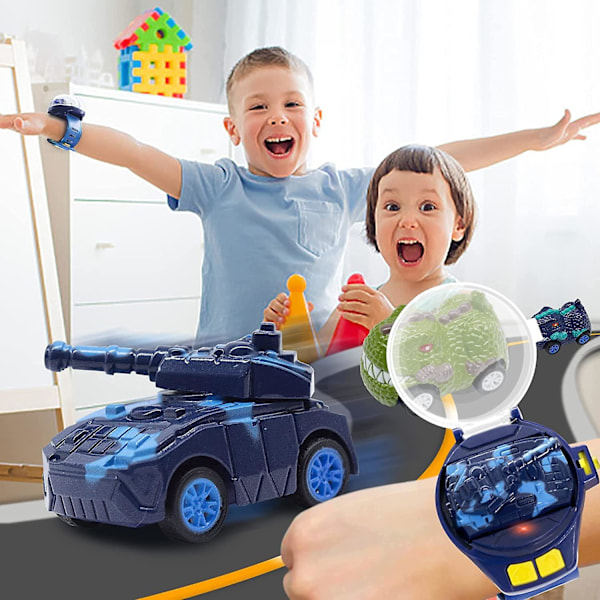 Kauko-ohjattava kelloauto, sarjakuva RC kello kilpa-auto lelu Blue